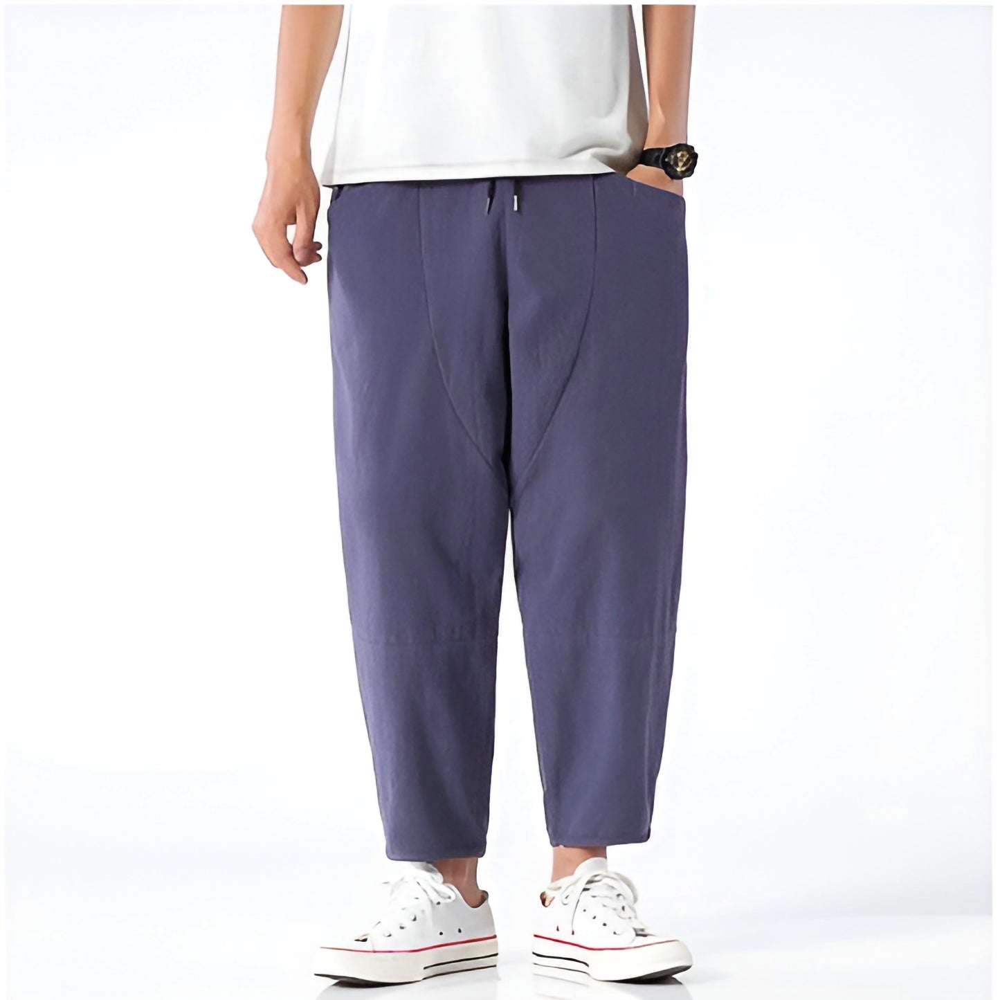 Zachary | Cropped Cotton Linen Drawstring Pants
